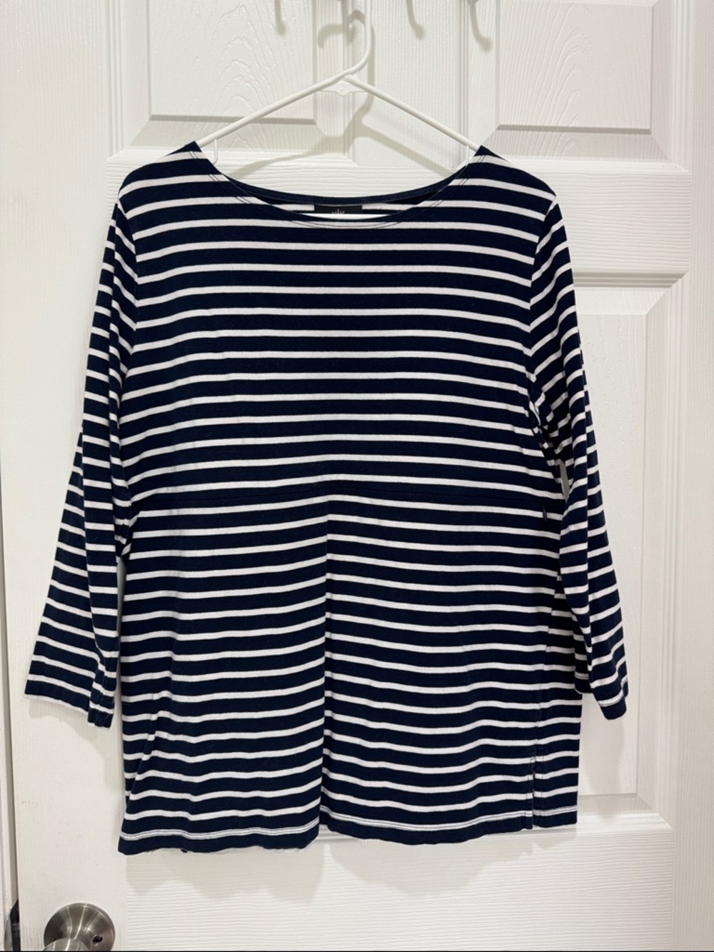 Striped Navy & White Boatneck Top